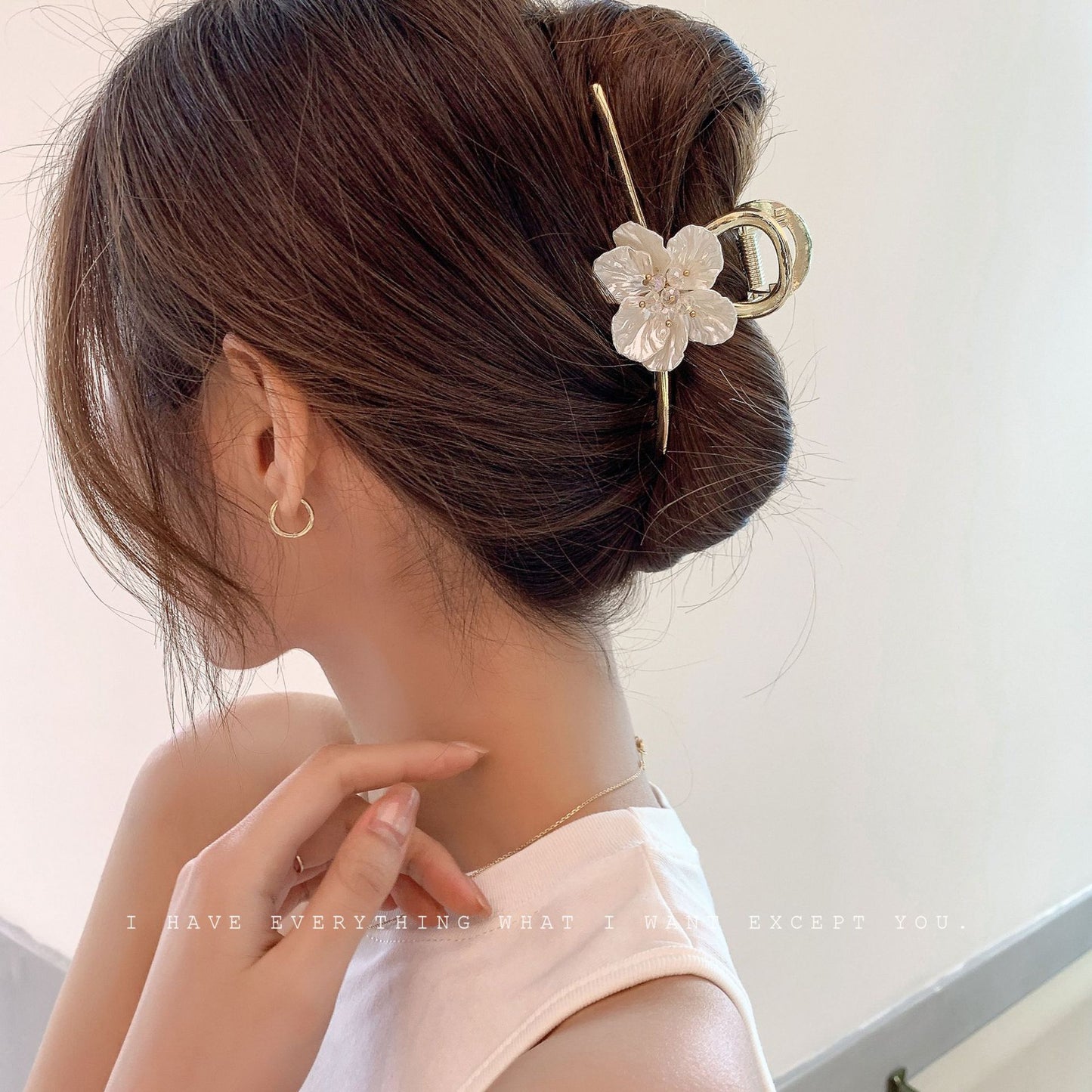 Metal Camellia Flower Hair Claw Clip