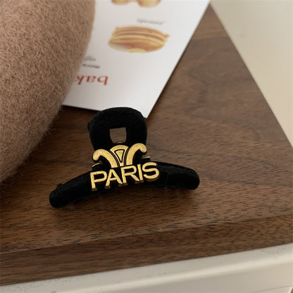 Mini Velvet Hair Claw Clip with Metal Totem Detail view 6