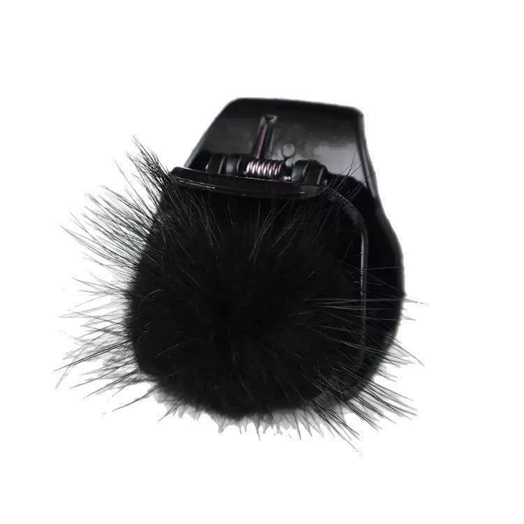 Mink Pom Mini Hair Claw Clip view 5