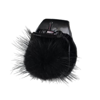 Mink Pom Mini Hair Claw Clip view 5