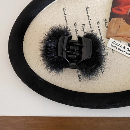 Mink Pom Mini Hair Claw Clip view 6