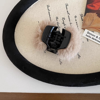 Mink Pom Mini Hair Claw Clip view 7