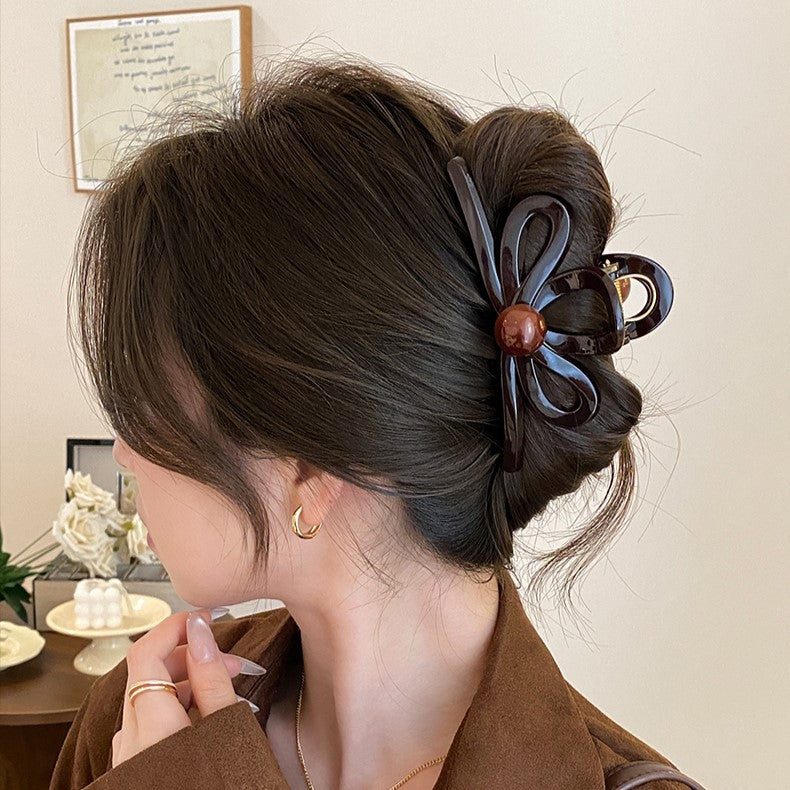 Pearl Bow Hair Claw Clip