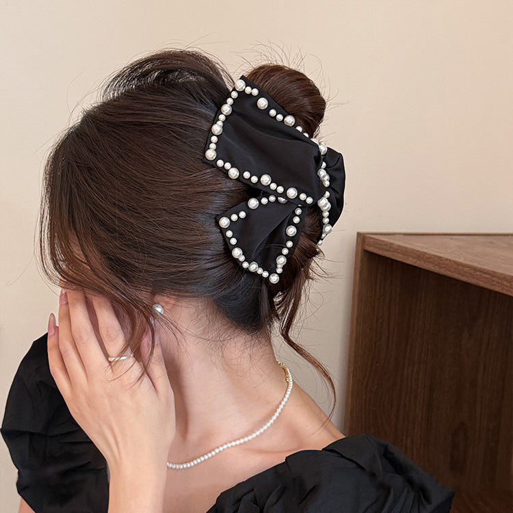 Pearl Edge Bow Hair Claw Clip view 2