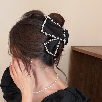 Pearl Edge Bow Hair Claw Clip view 2
