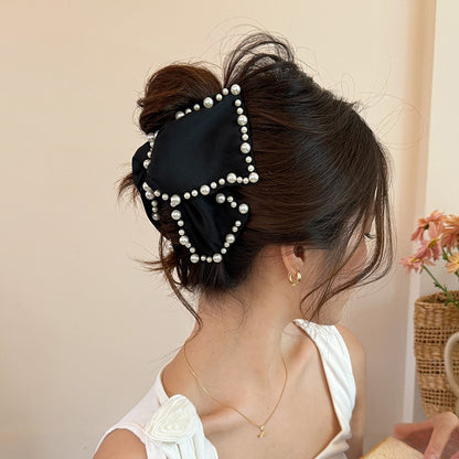 Pearl Edge Bow Hair Claw Clip view 3