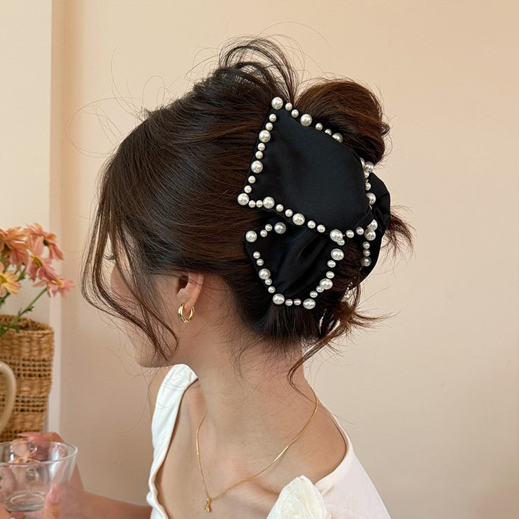 Pearl Edge Bow Hair Claw Clip