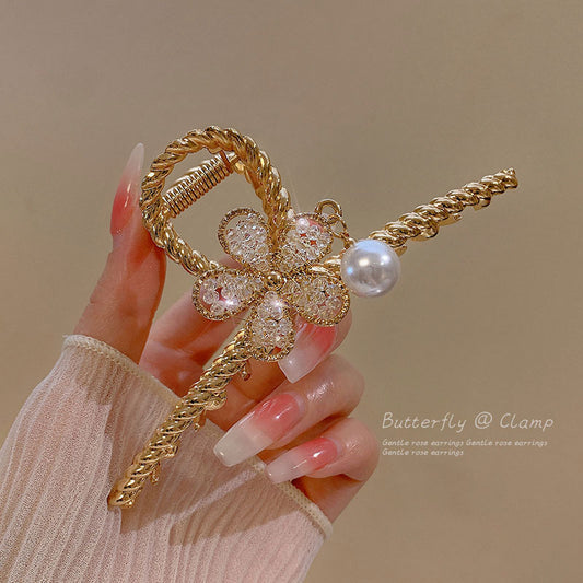 Pearl Flower Hair Claw Clip