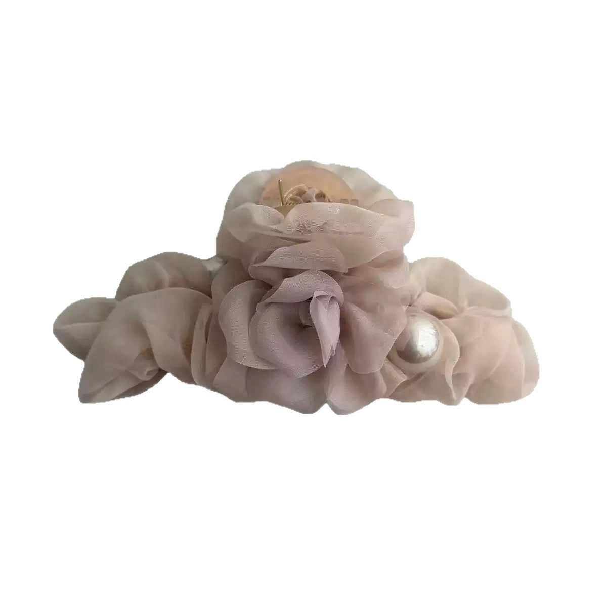 Pearl Organza Flower Hair Claw Clip view 5