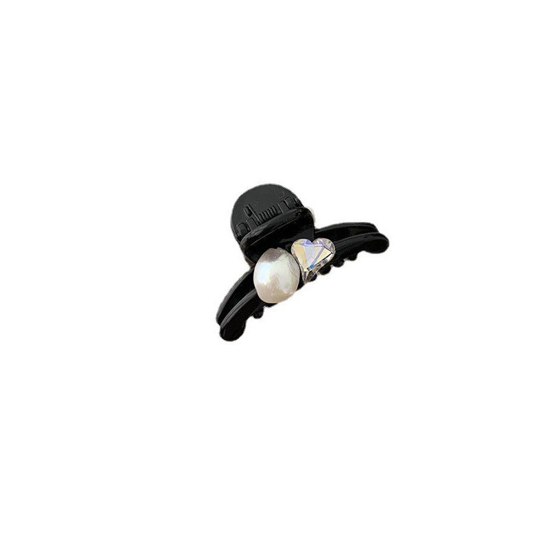 Pearl Rhinestone Heart Mini Hair Claw Clip view 5