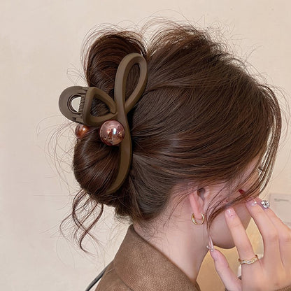 Pearl Ribbon Hair Claw Clip