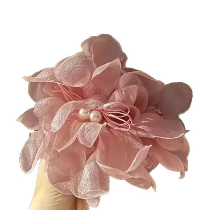 Pink Mesh Flower Hair Claw Clip view 5