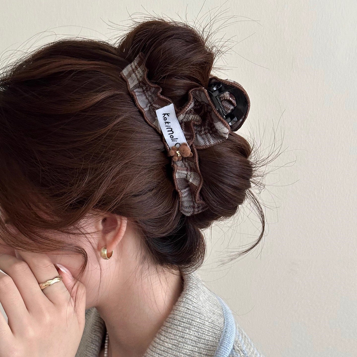 Pleated Bear Hair Claw Clip view 3
