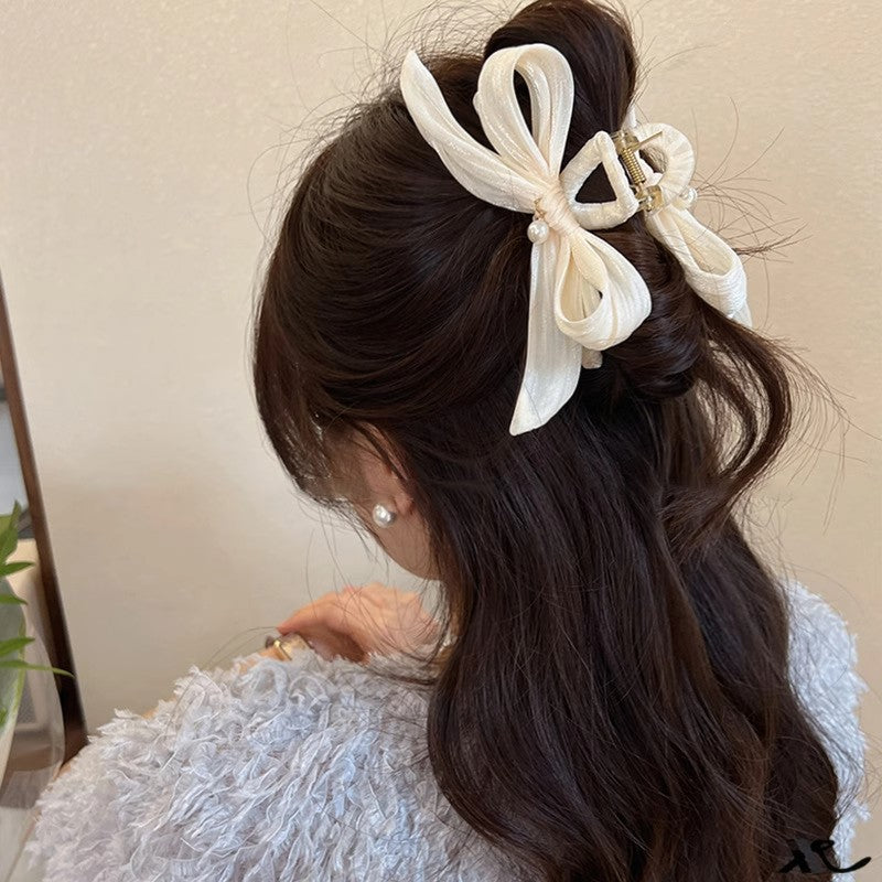 Pleated Bow Hair Claw Clip