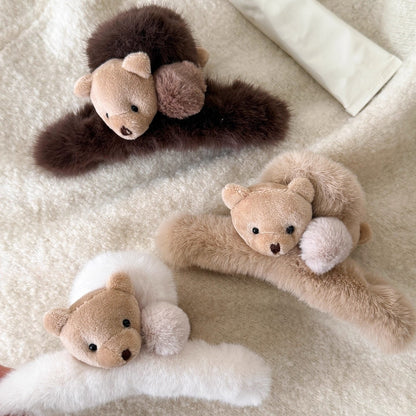 Plush Bear Hair Claw Clip view 2