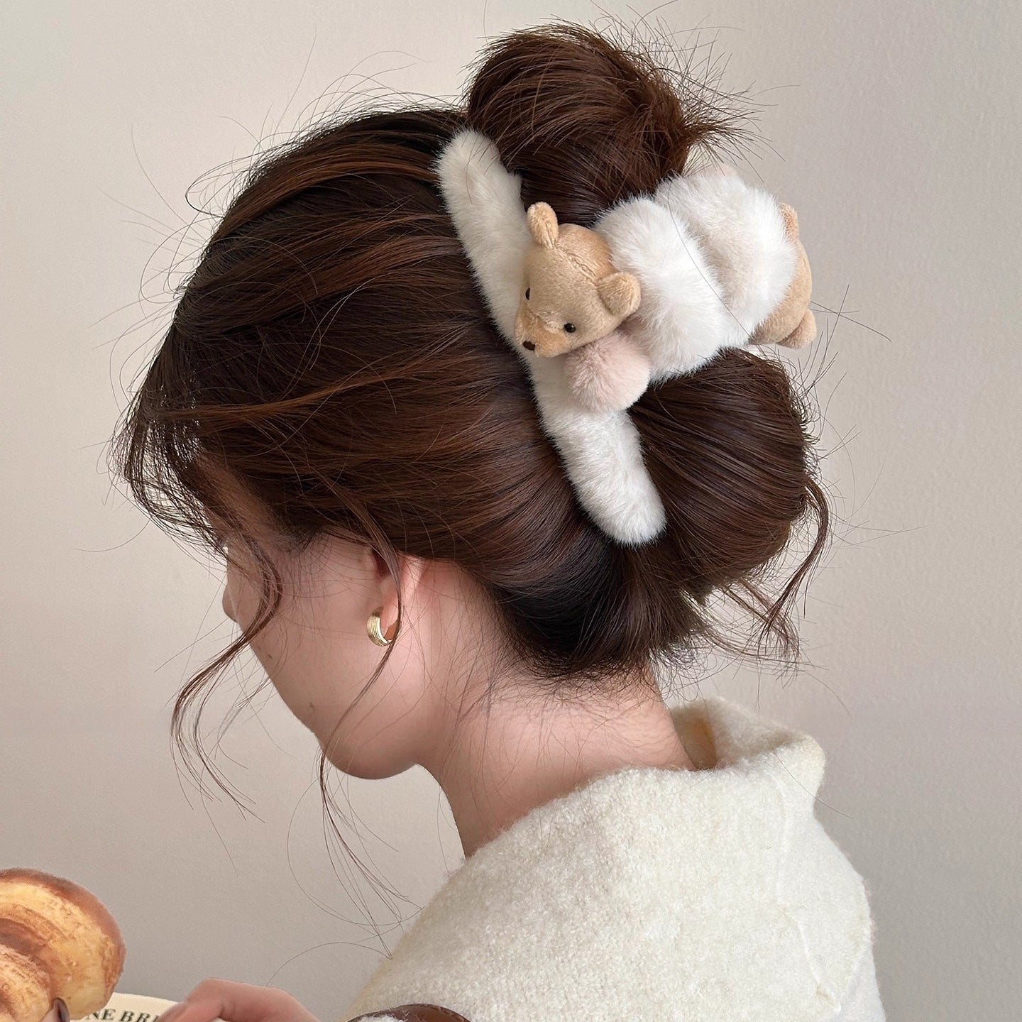 Plush Bear Hair Claw Clip view 3