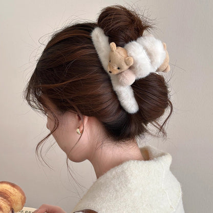 Plush Bear Hair Claw Clip view 3