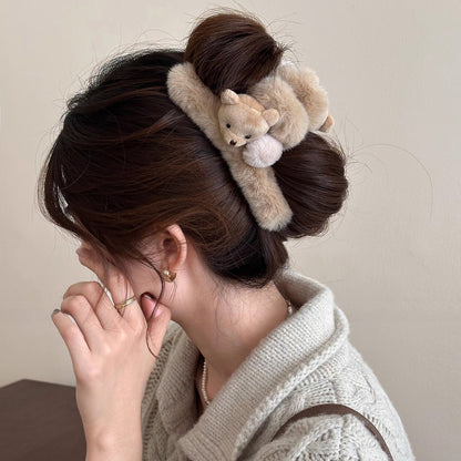 Plush Bear Hair Claw Clip view 4