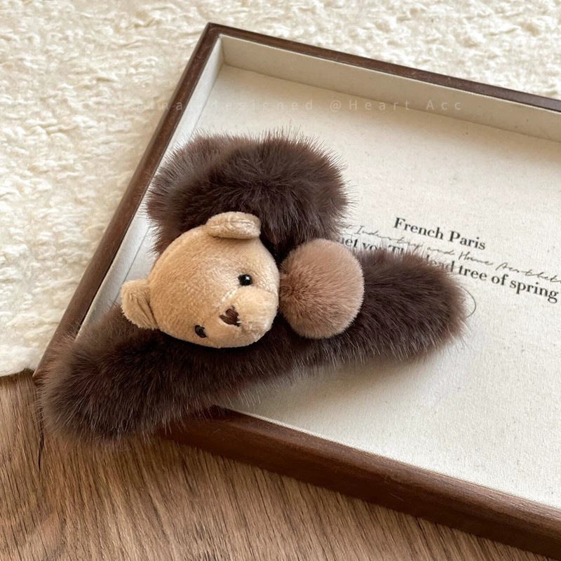 Plush Bear Hair Claw Clip view 6