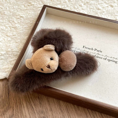 Plush Bear Hair Claw Clip view 6