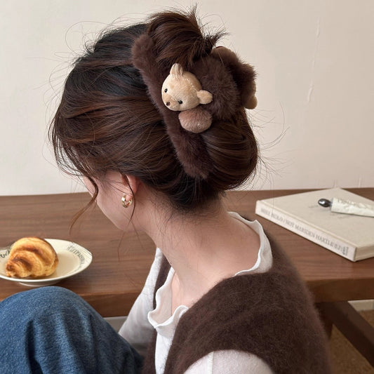 Plush Bear Hair Claw Clip