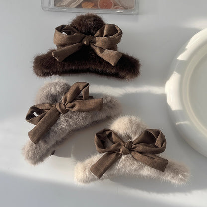 Plush Bow Hair Claw Clip view 2