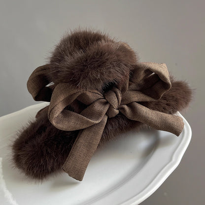 Plush Bow Hair Claw Clip view 6