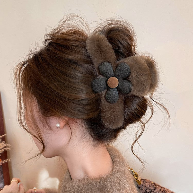 Plush Flower Hair Claw Clip view 3