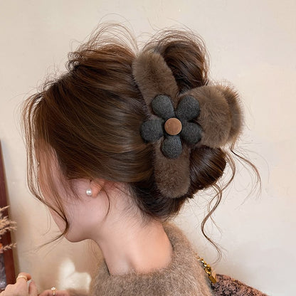 Plush Flower Hair Claw Clip view 3