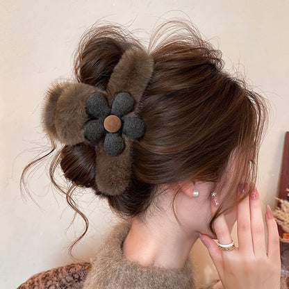 Plush Flower Hair Claw Clip view 4