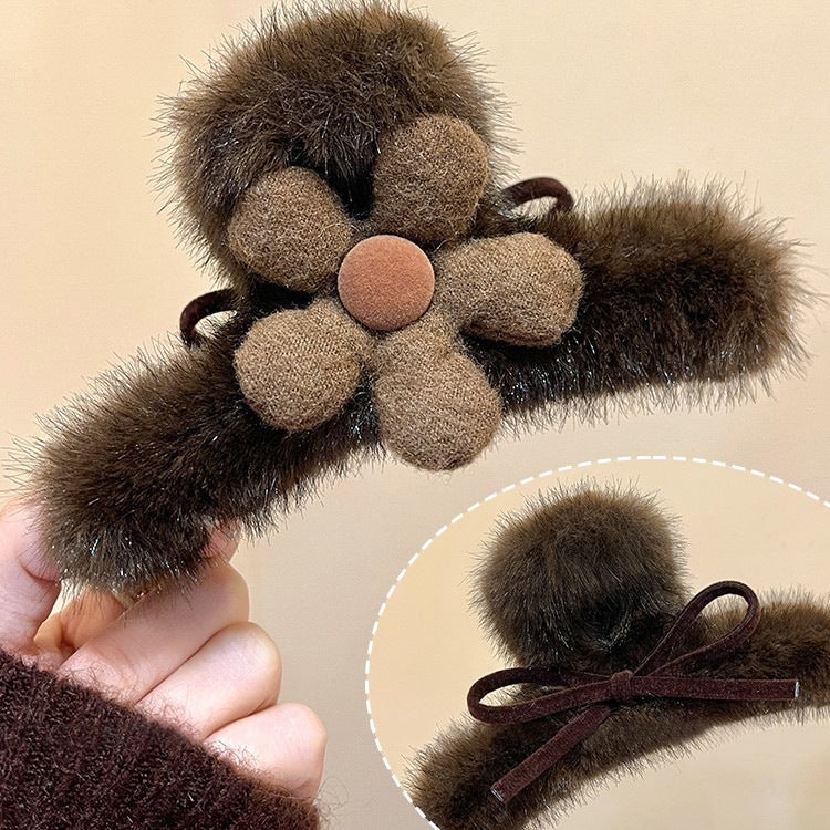 Plush Flower Hair Claw Clip view 6