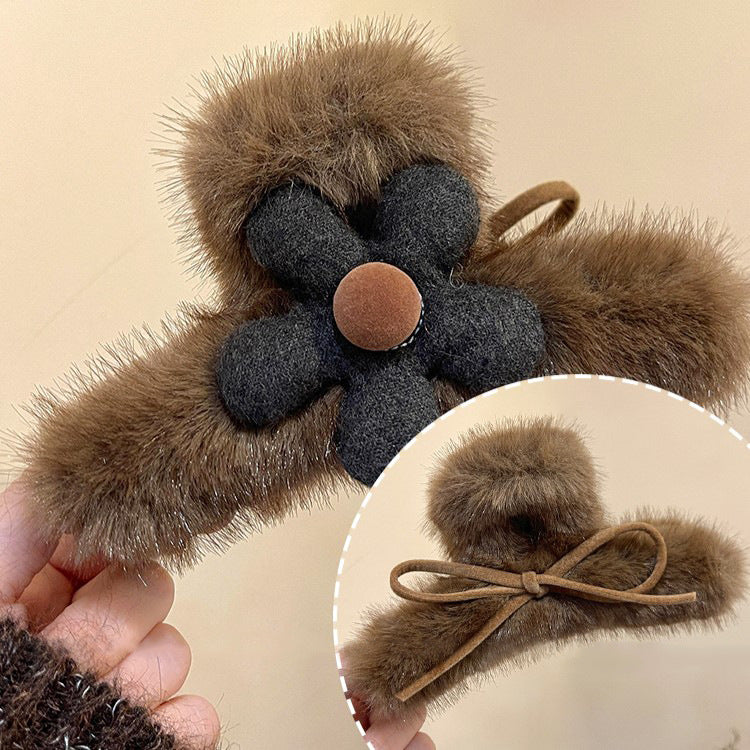 Plush Flower Hair Claw Clip view 7