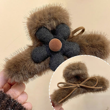 Plush Flower Hair Claw Clip view 7