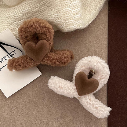 Plush Heart Mini Hair Claw Clip view 2