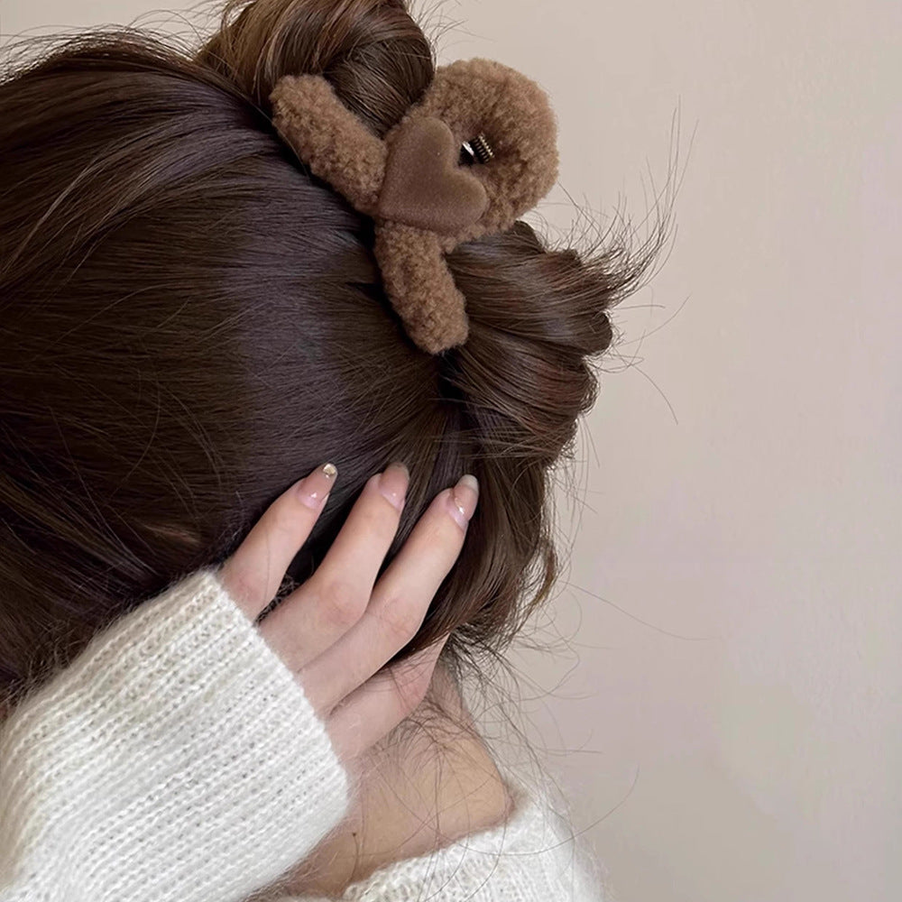 Plush Heart Mini Hair Claw Clip view 3
