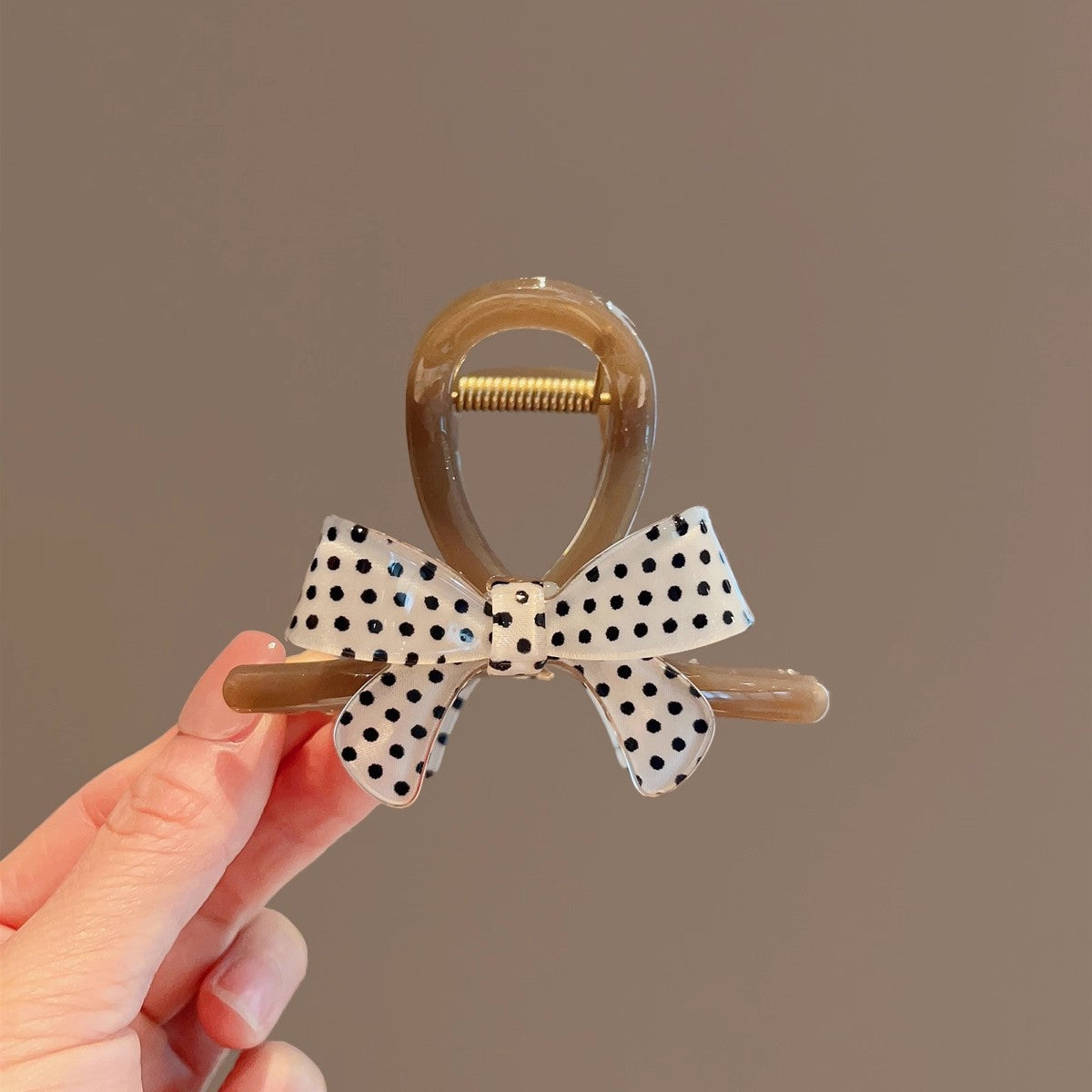 Polka Dot Bow Hair Claw Clip view 3