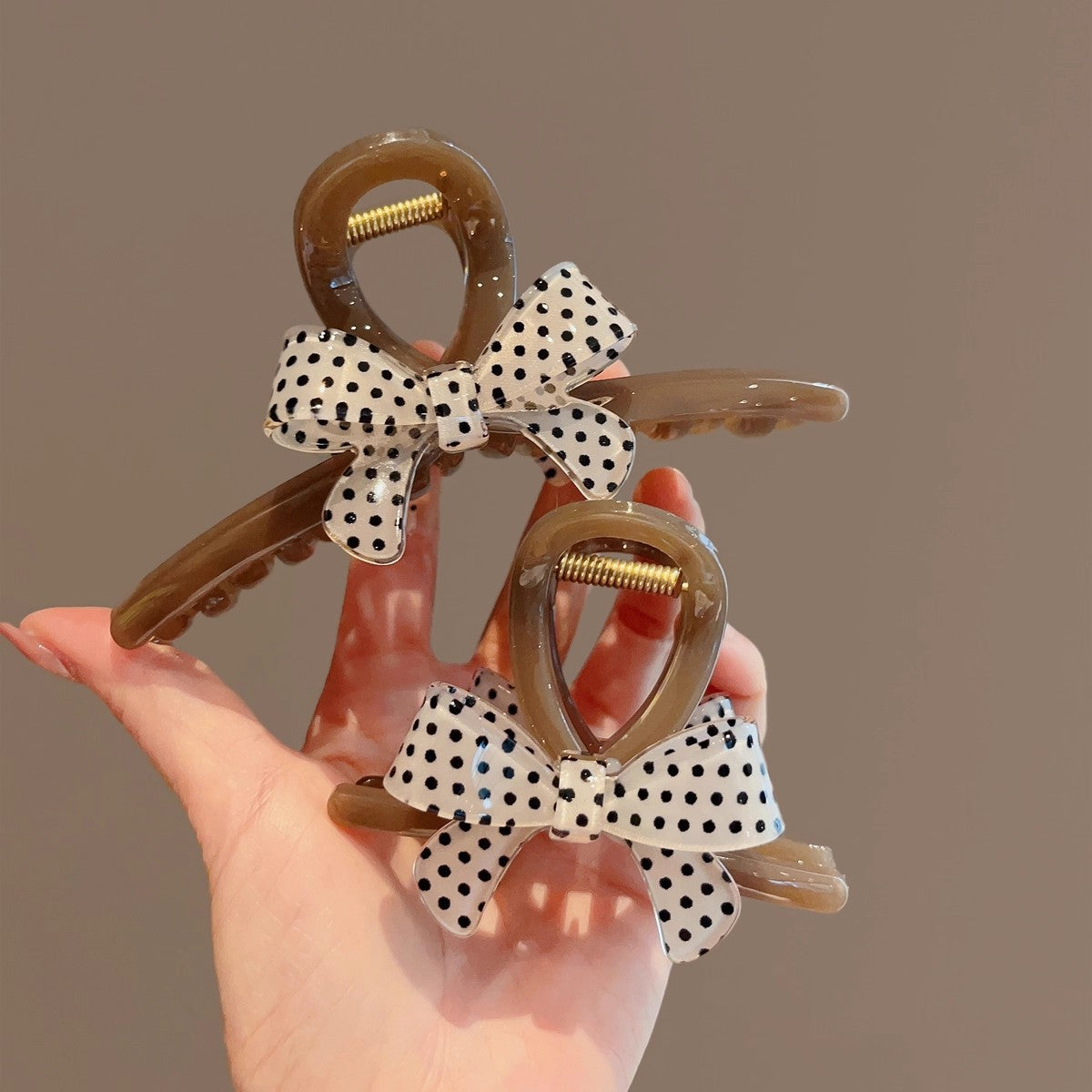 Polka Dot Bow Hair Claw Clip