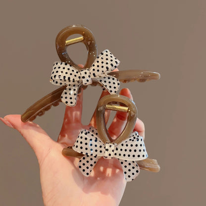 Polka Dot Bow Hair Claw Clip