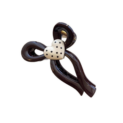 Polka Dot Heart Bow Hair Claw Clip view 5