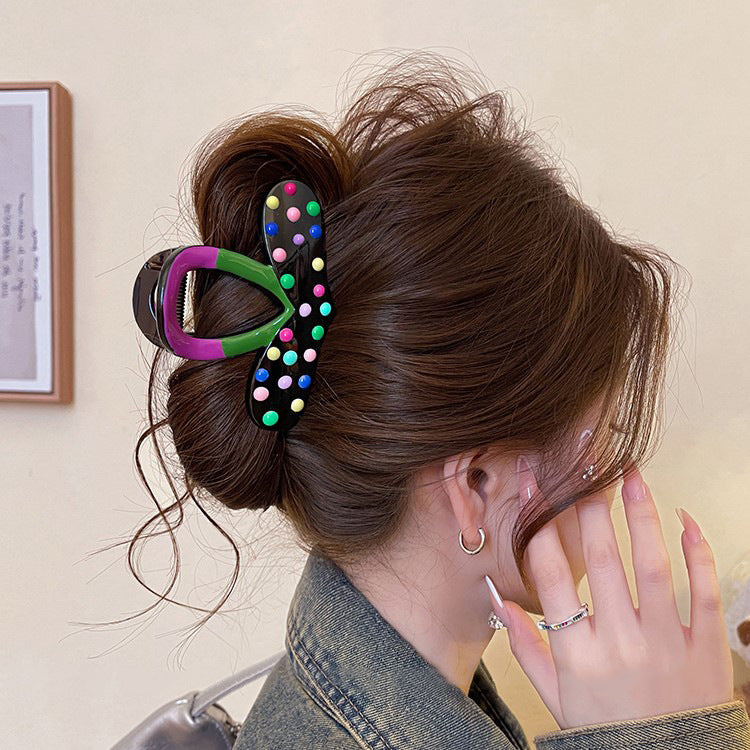 Polka Dot Heart Hair Claw Clip view 4