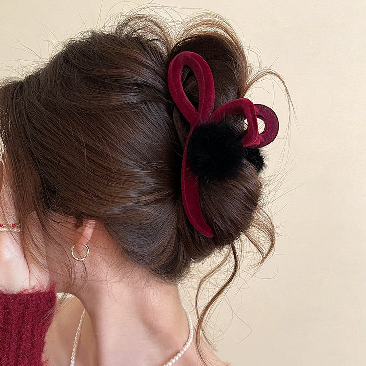 Pom Pom Bow Hair Claw Clip view 4