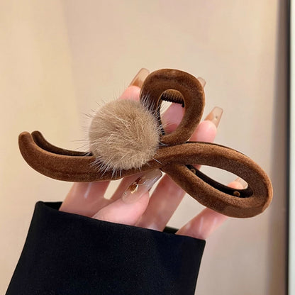 Pom Pom Bow Hair Claw Clip view 6