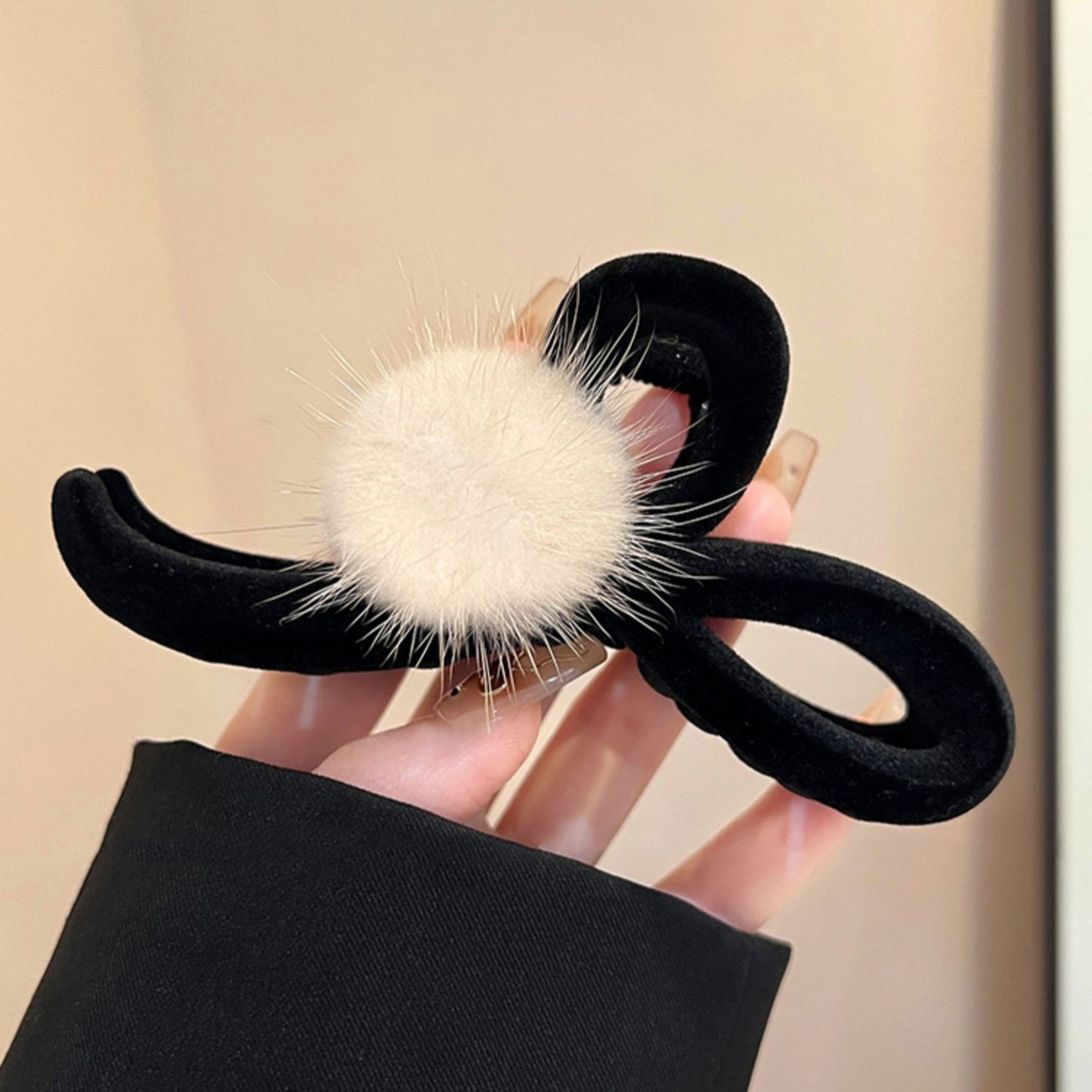 Pom Pom Bow Hair Claw Clip view 7