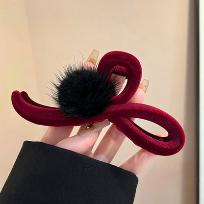 Pom Pom Bow Hair Claw Clip view 8