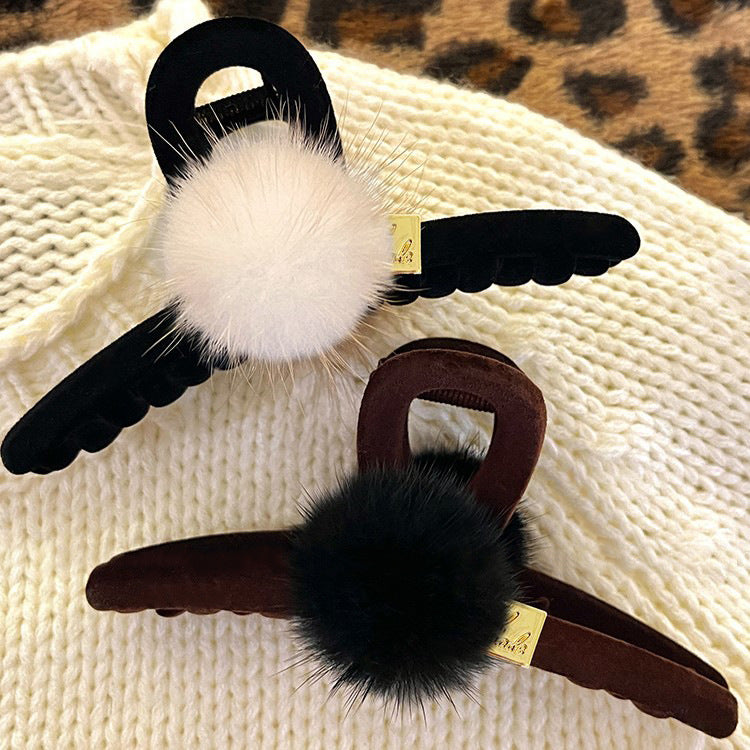 Pom Pom Flocked Hair Claw Clip view 2