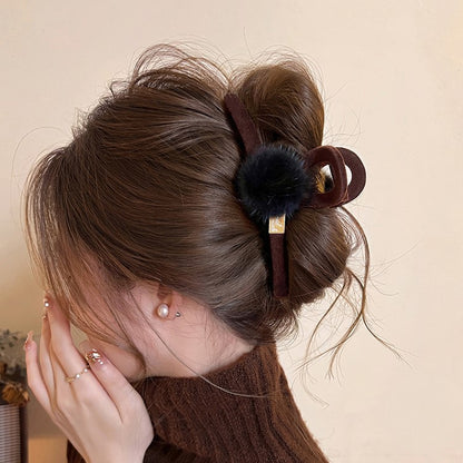 Pom Pom Flocked Hair Claw Clip view 3