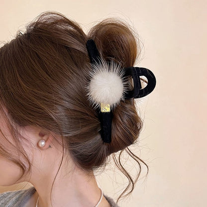 Pom Pom Flocked Hair Claw Clip view 4