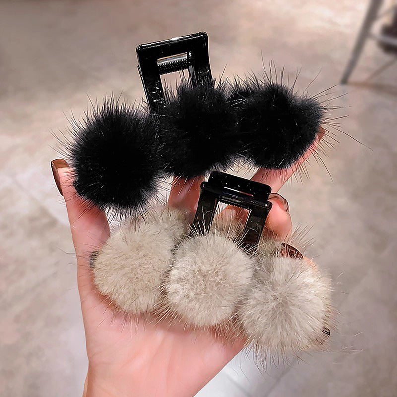 Pom Pom Hair Claw Clip view 2