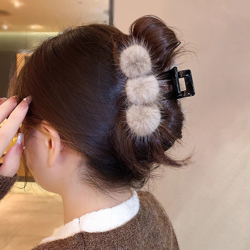 Pom Pom Hair Claw Clip view 3
