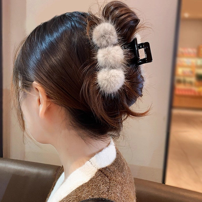 Pom Pom Hair Claw Clip view 4